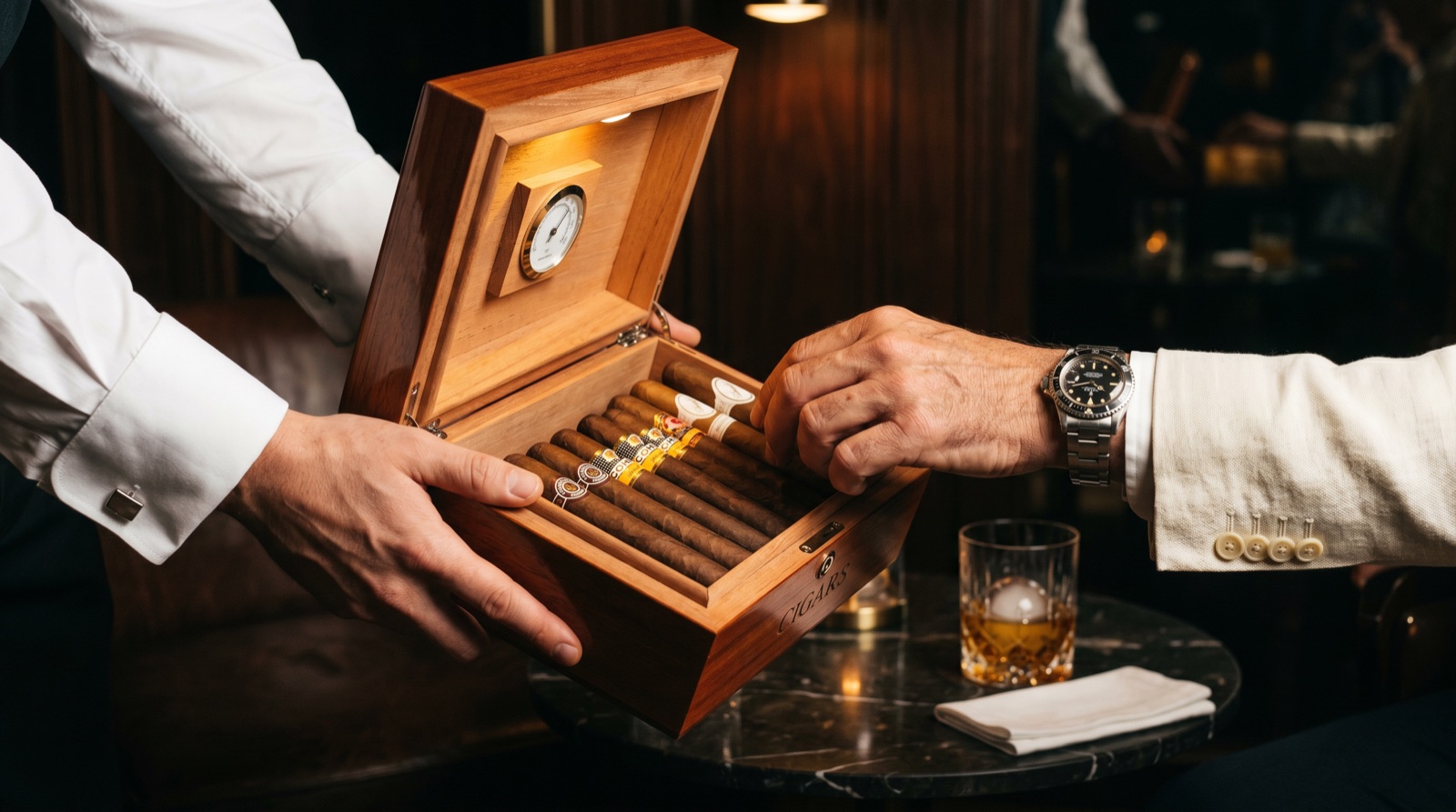 Presentación de un humidor de habanos.